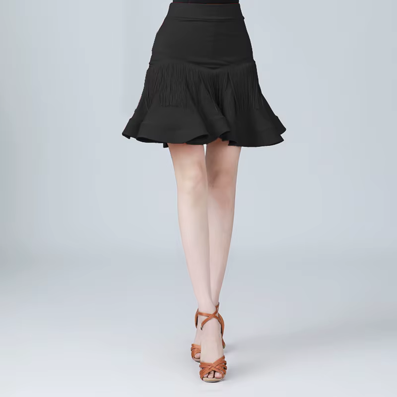 Jupe de danse latine, vêtements d'entraînement pour femmes adultes, jupe à franges, vêtements de Tes