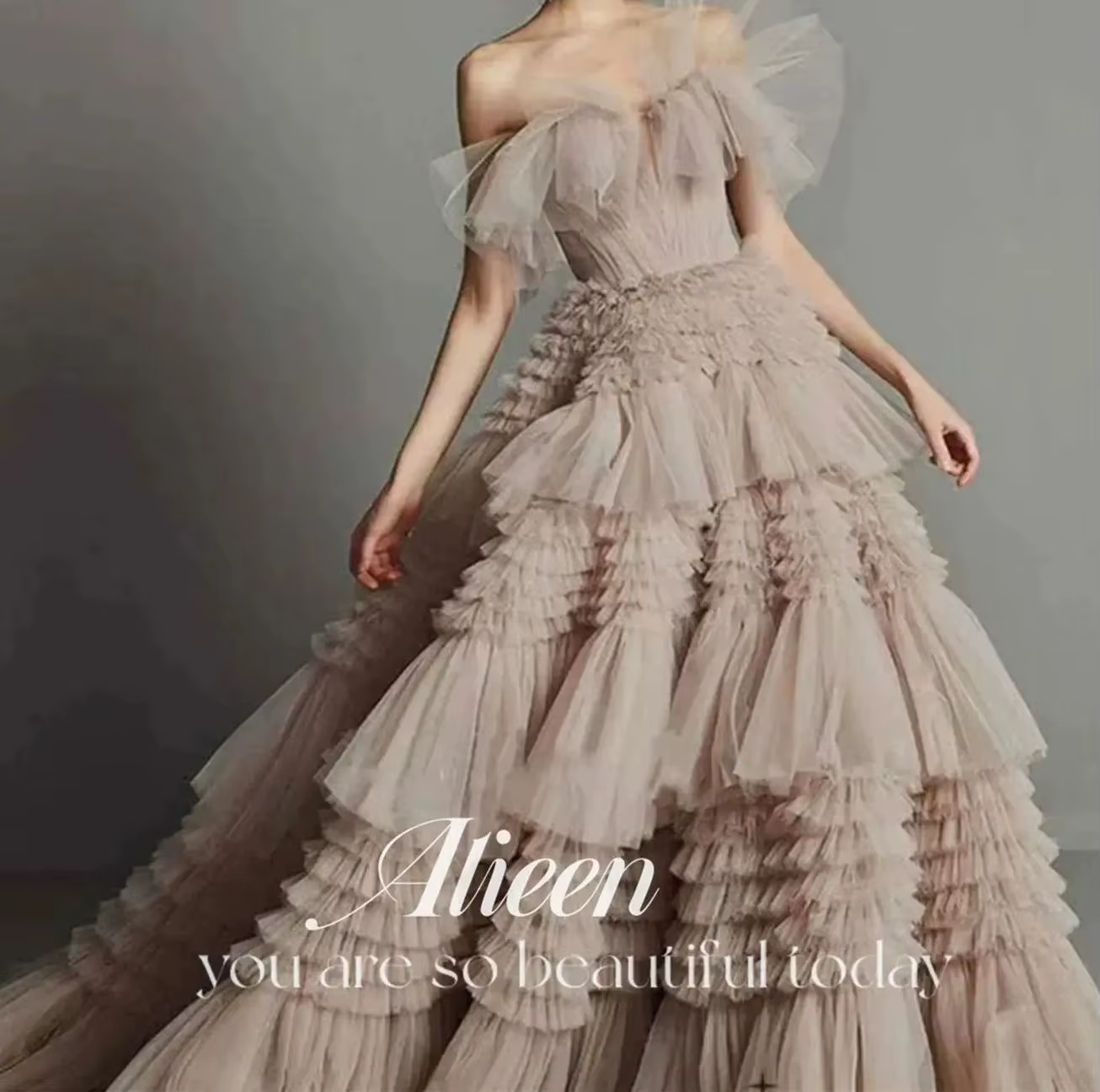 Robe de Soirée de Luxe pour Femme, Couleur Champagne, Longue, Multicouche, Personnalisée, Élégante,