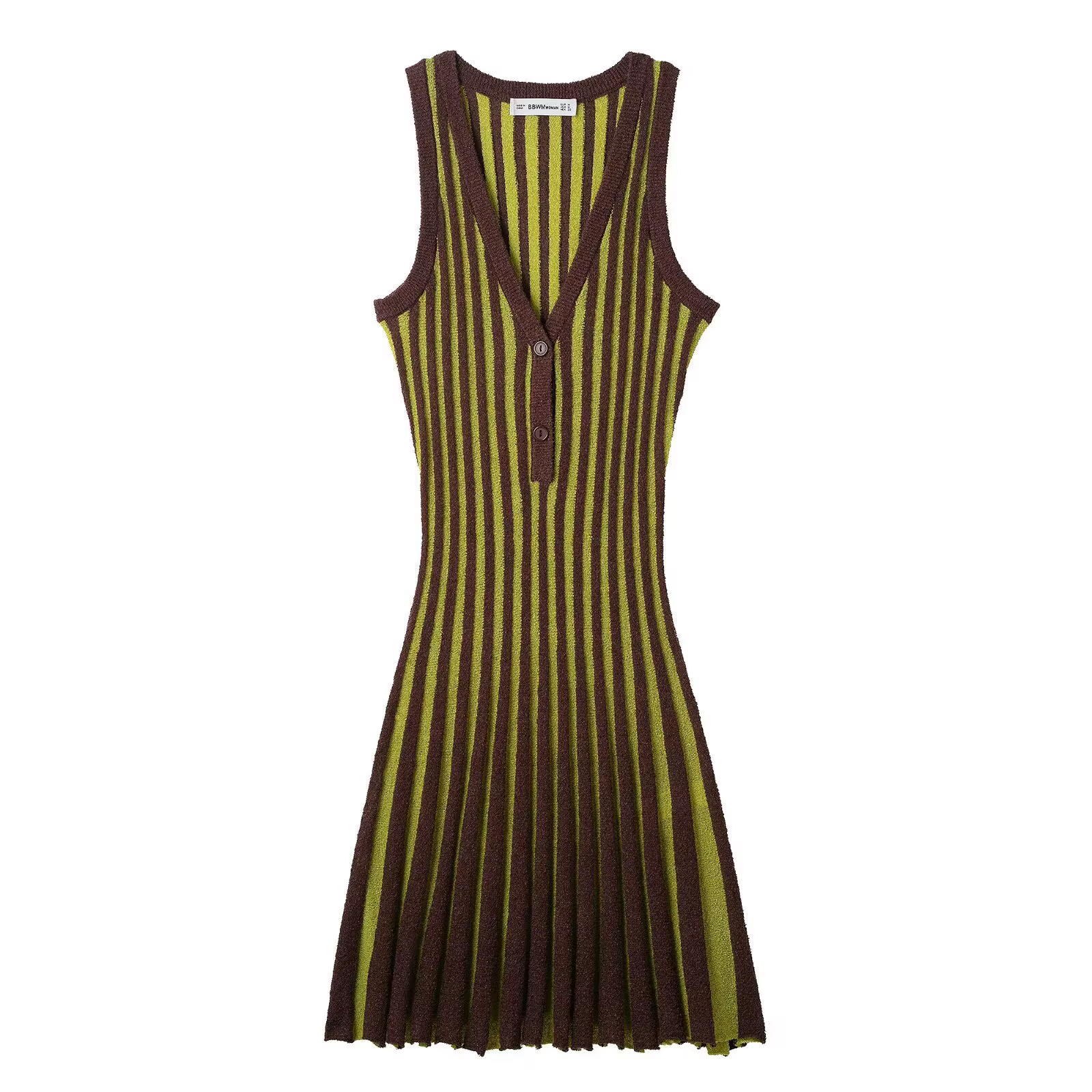 Nouvelle robe mini moulante sans manches à col en V, élégante et féminine, en tricot rayé style rétr