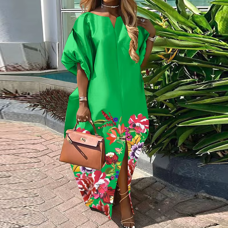 VONDA bohème Maxi Robe longue femmes Satin soie Robe d'été élégante demi manches col en V robes surd