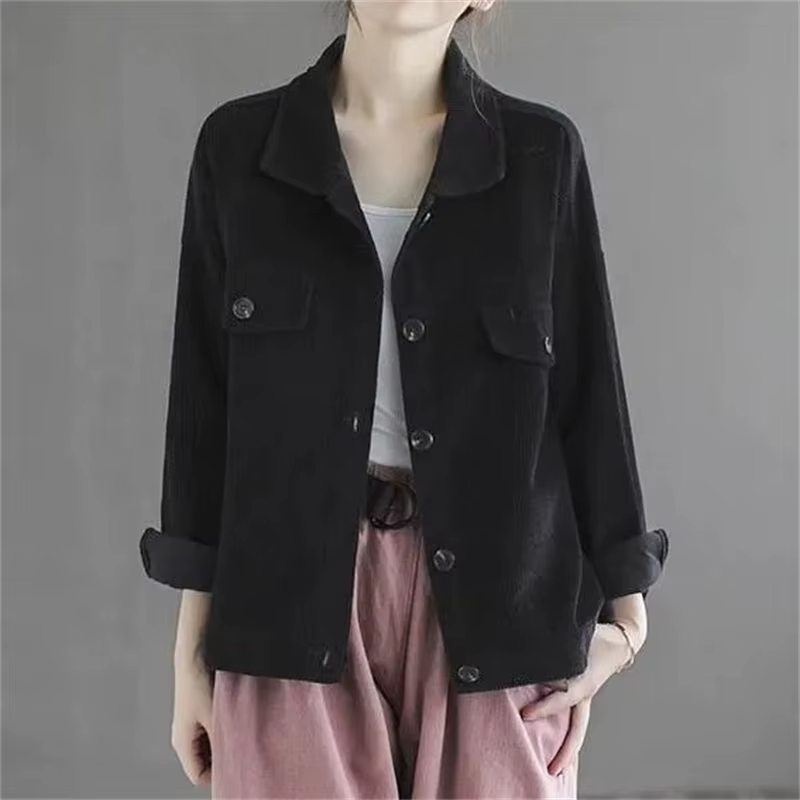 Veste Courte en Velours Côtelé pour Femme Printemps Automne 2026 – Nouvelle Veste Décontractée Ample