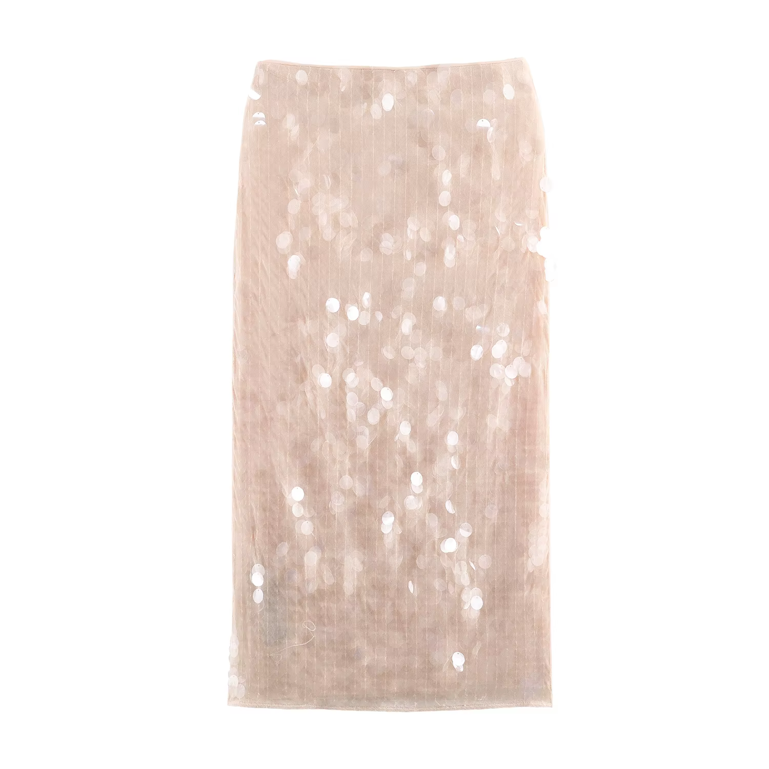 Jupe à paillettes chic pour femmes, jupe midi élégante vintage pour soirée, jupe fendue sexy, vêteme