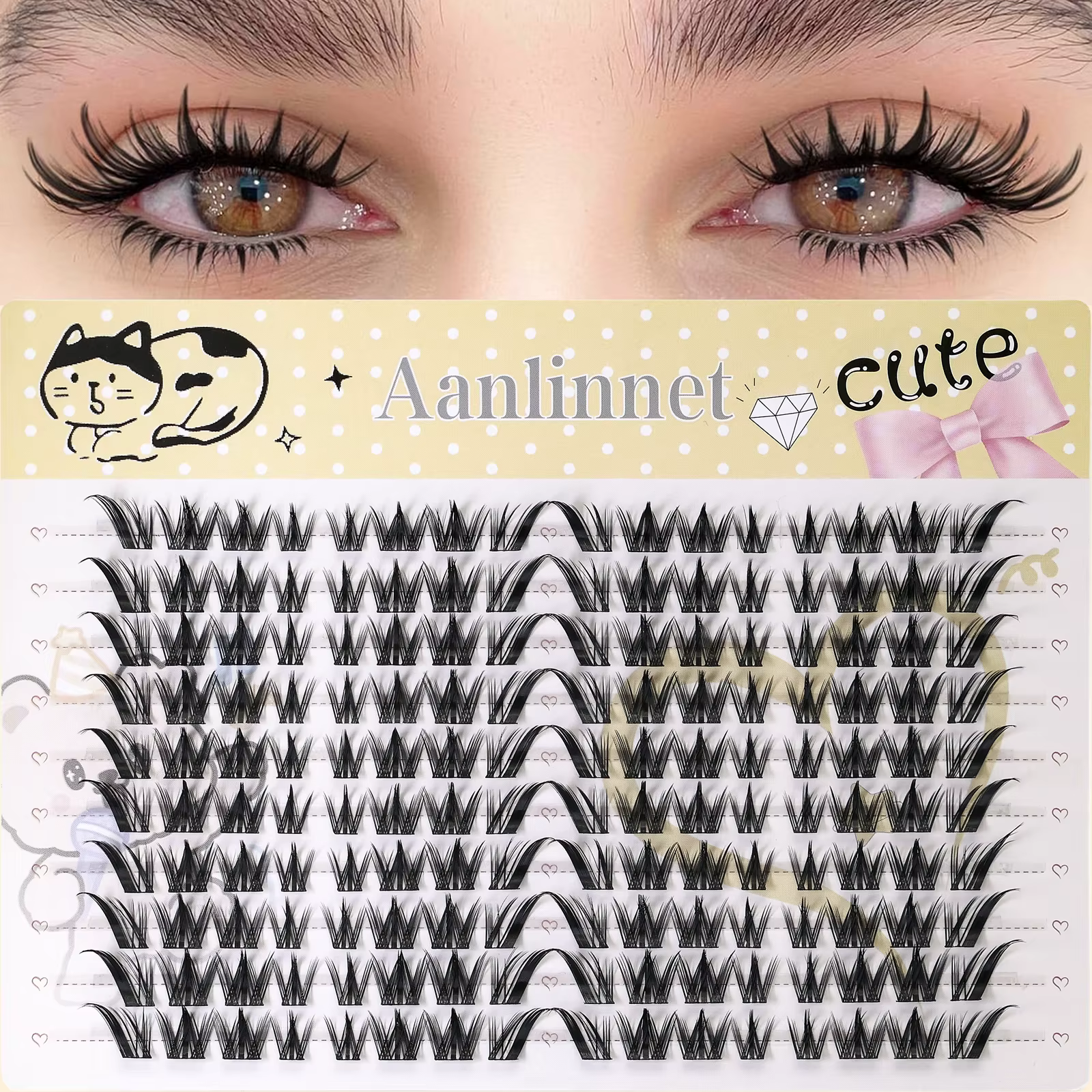 Extensions de cils naturelles à 20 rangées, grande capacité, faites à la main, pour greffe, longue d