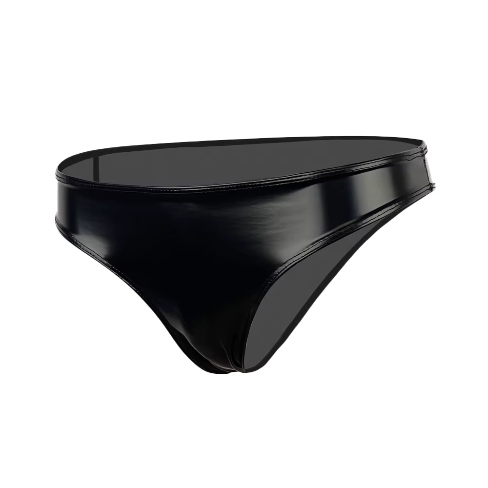 Sexy femmes chaud court huile brillant taille basse court PVC PU Faux cuir exotique slips femme de c