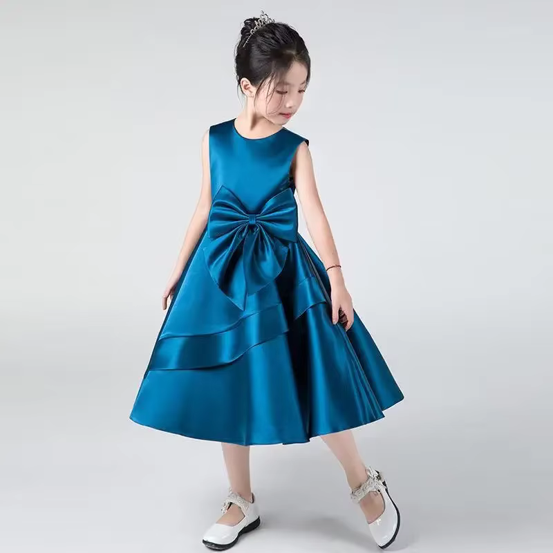 Robe longue et élégante pour filles, avec nœud, pour compétitions, Occasions spéciales, robes de spe