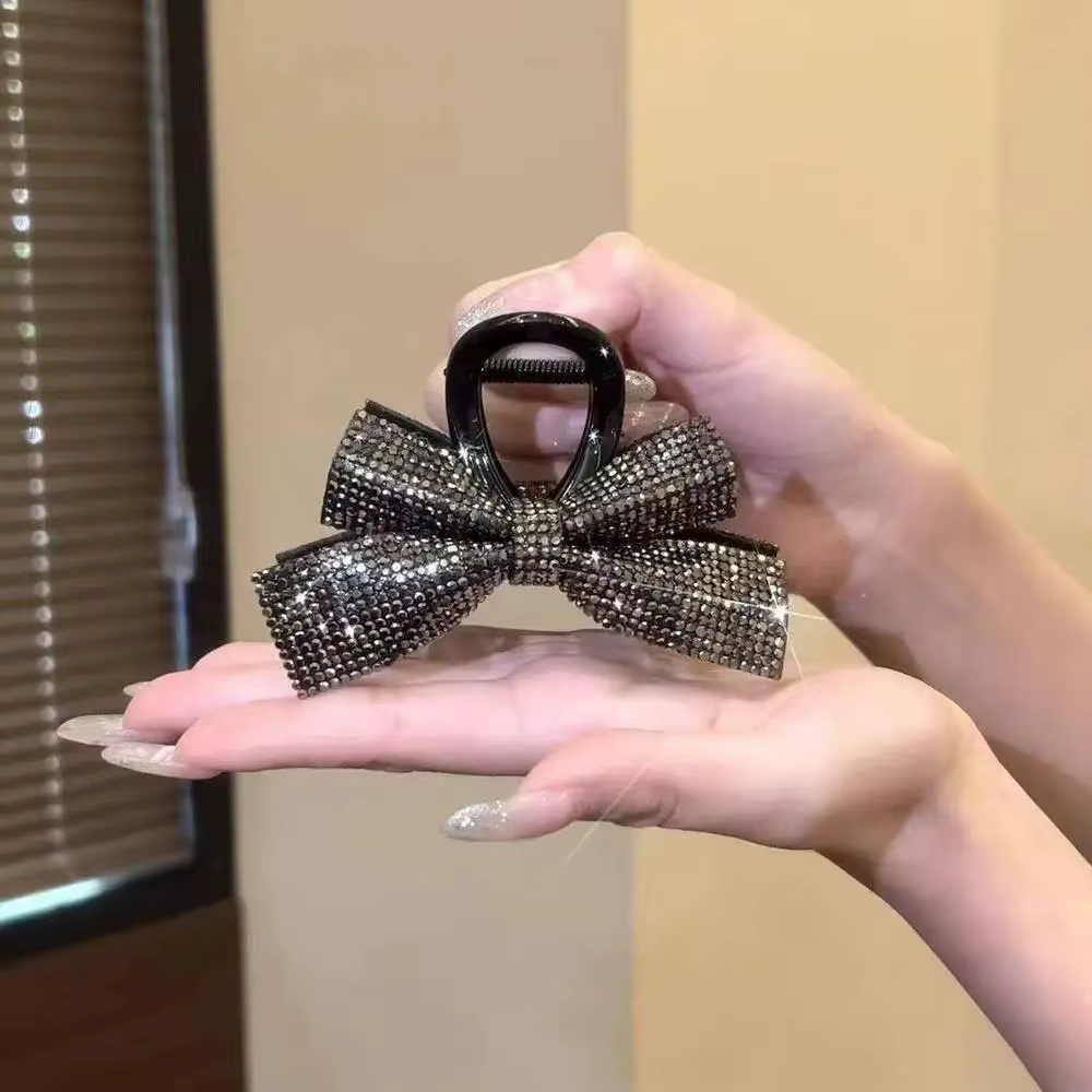 Pince à cheveux de luxe avec nœud en diamant, élégante et romantique, Simple, queue de cheval haute,