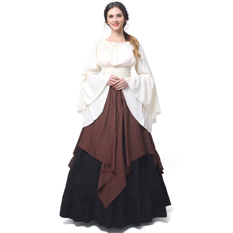Femmes Cosplay robes rétro longue robe médiévale robe femmes robe médiévale Renaissance rouge Vintag