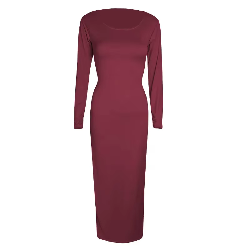 Robe noire longue à manches longues et col rond, Sexy, vêtements pour femmes, coupe confortable, rob