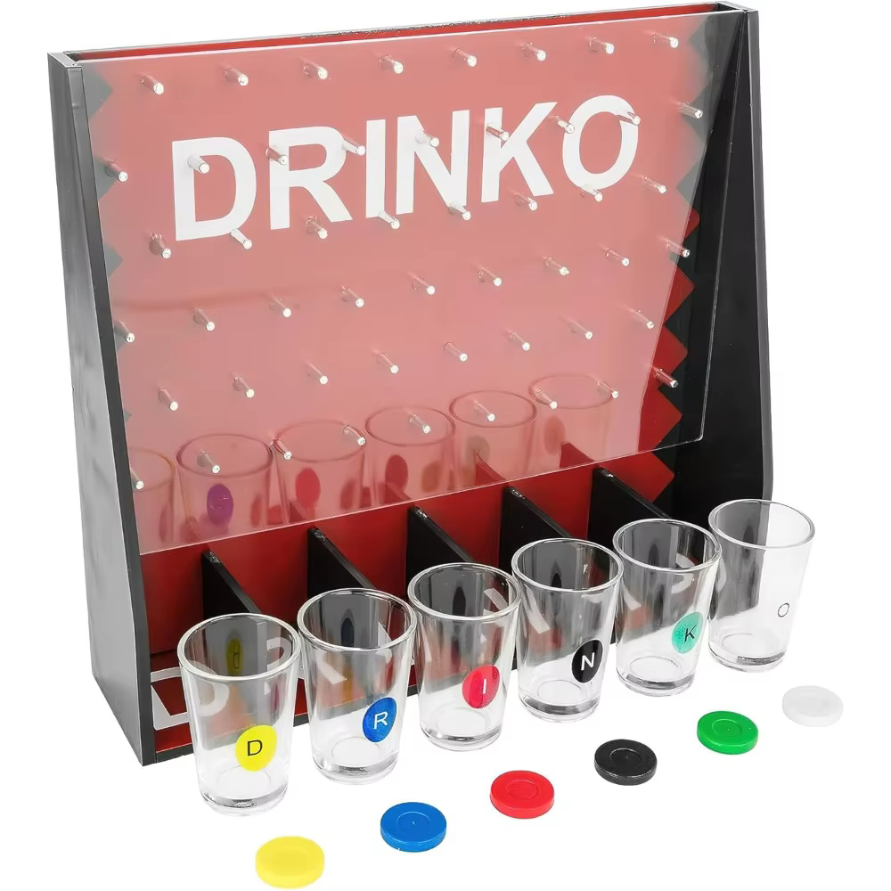Jeu à boire Drinko, plaisir de fête en verre social pour groupes et couples – Multicolore, Shots en
