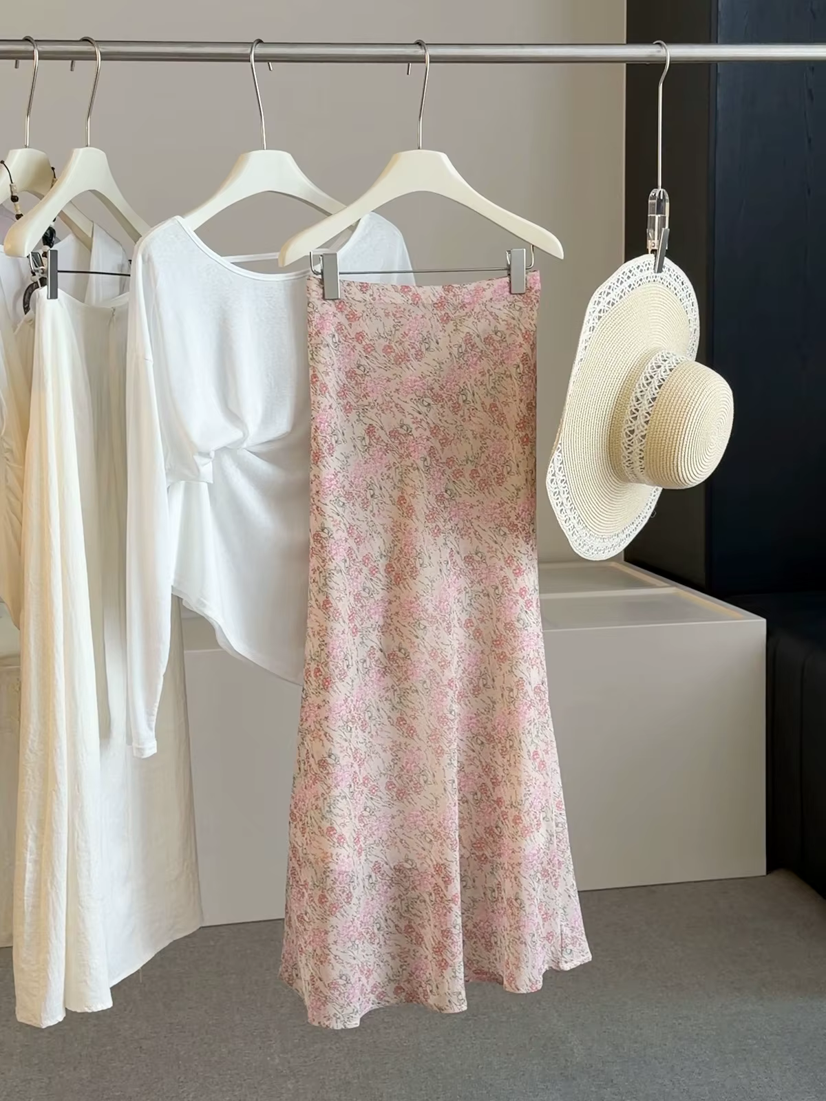 Jupes sirène vintage en mousseline florale pour femmes – Élégantes, taille haute, décontractées, mou