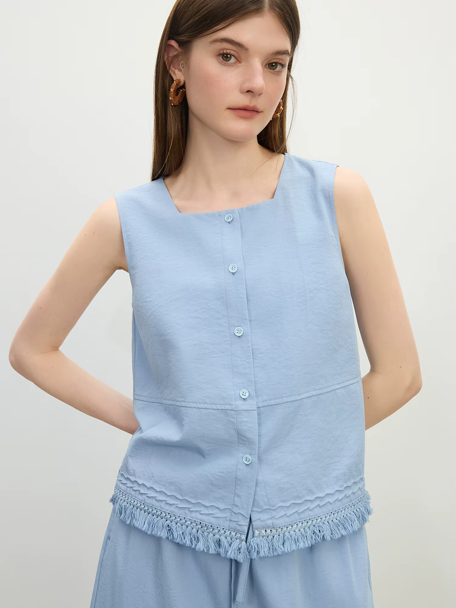 FSLE minimalisme Style sans manches élégant tempérament haut jupe ensemble pour les femmes 2025 été 