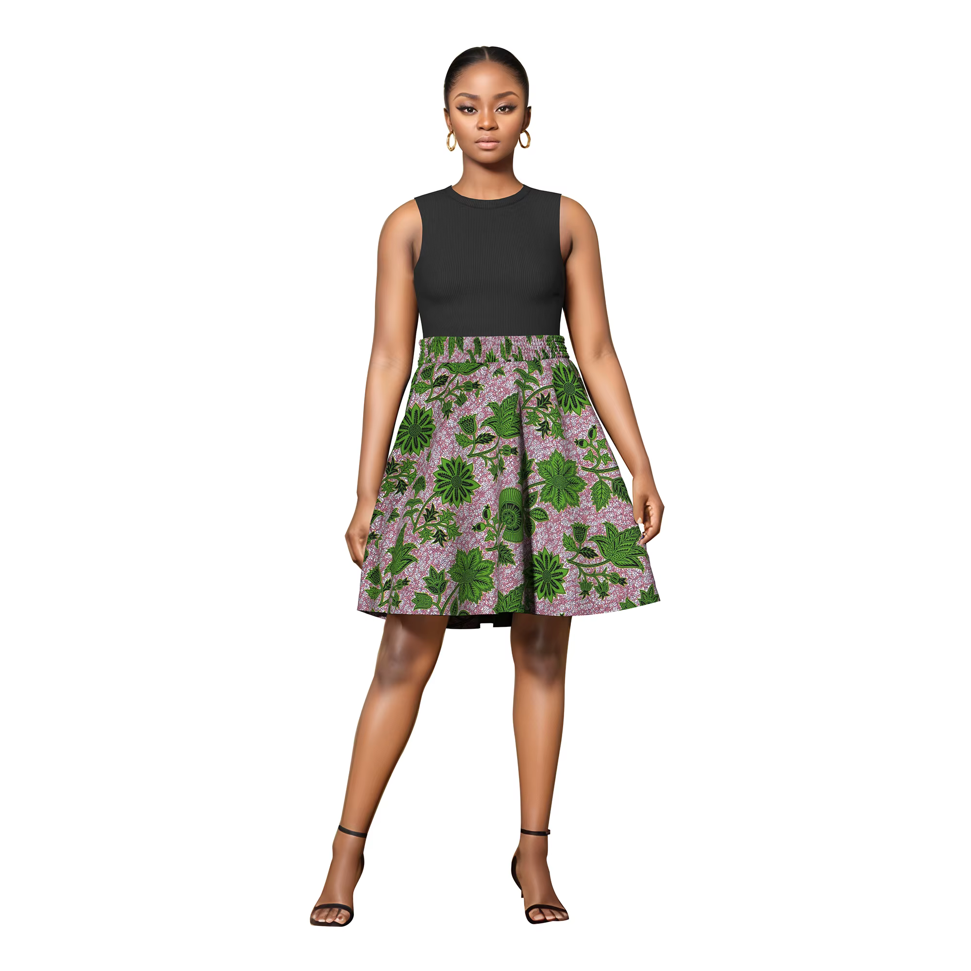 Jupe femme africaine longueur genou extensible taille haute jupe imprimé africain Ankara femmes dame