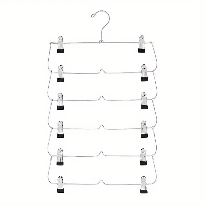 Cintres pour jupes à 6 niveaux avec clips – Cintres pour pantalons peu encombrants en métal et antid