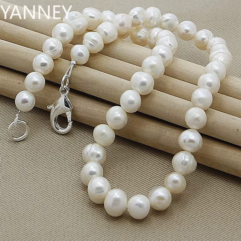Collier de perles longues de haute qualité, bijoux en argent 925 pour femmes, collier de déclaration
