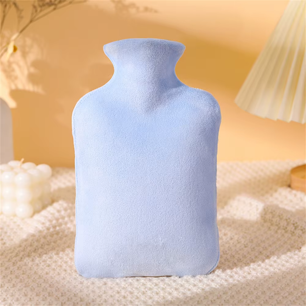 Bouteille d'eau chaude imperméable et anti-explosion pour l'hiver, avec housse en peluche amovible,