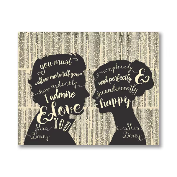 JANE AUSTEN – imprimés de citations de fierté et de prédictions, cadeau d'anniversaire romantique, M