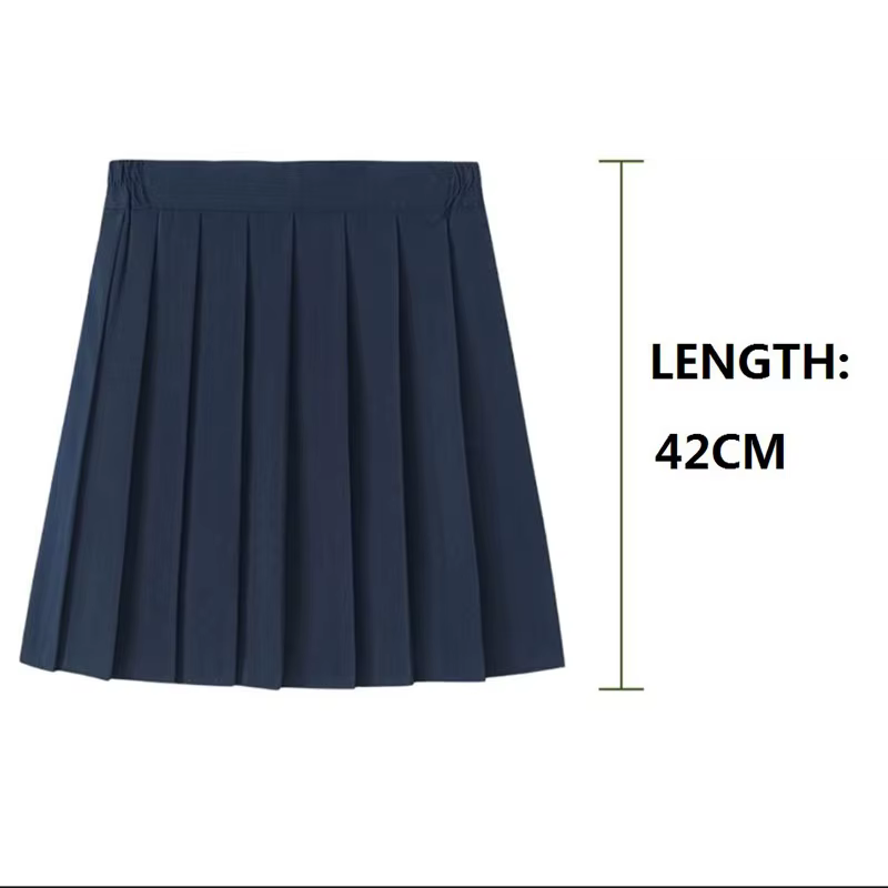 Preppy noir XS - 5XL Mini jupe plissée courte femmes été automne uniforme taille haute jupes genou longueur Saia Feminina