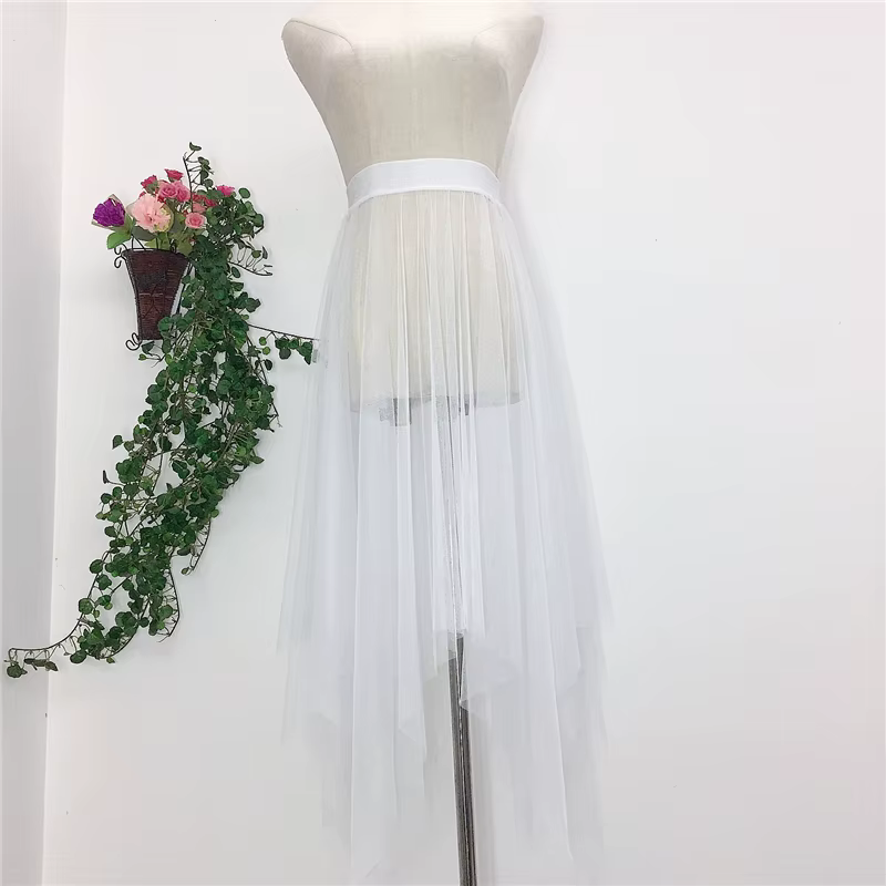 Jupe plissée en maille transparente pour femmes