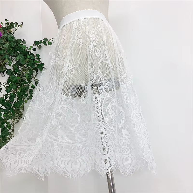 Mini jupe en maille de dentelle transparente pour femmes