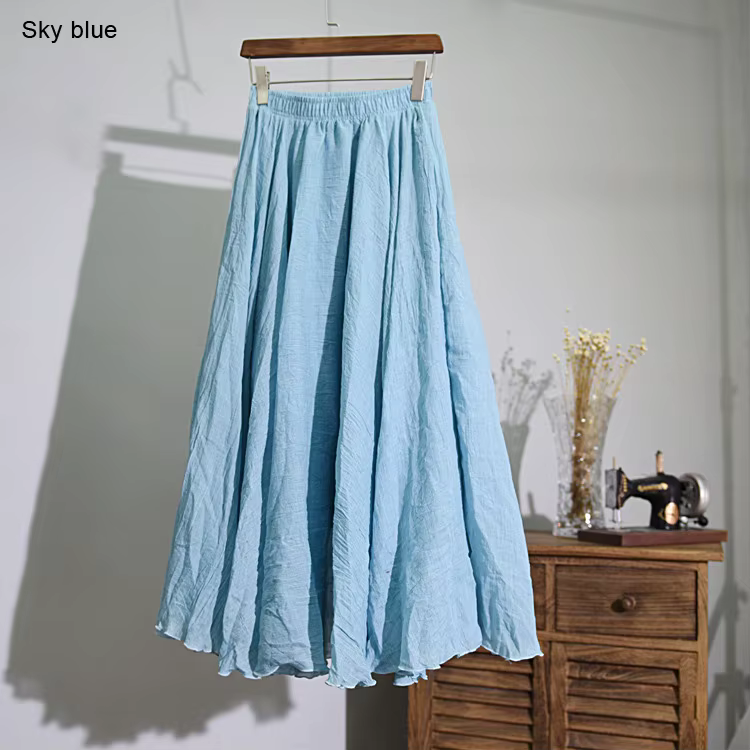 Jupe longue élégante en lin taille haute pour femme