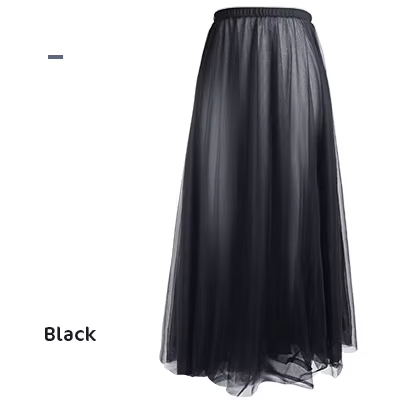 Longue jupe trapèze en mousseline de soie pour femme