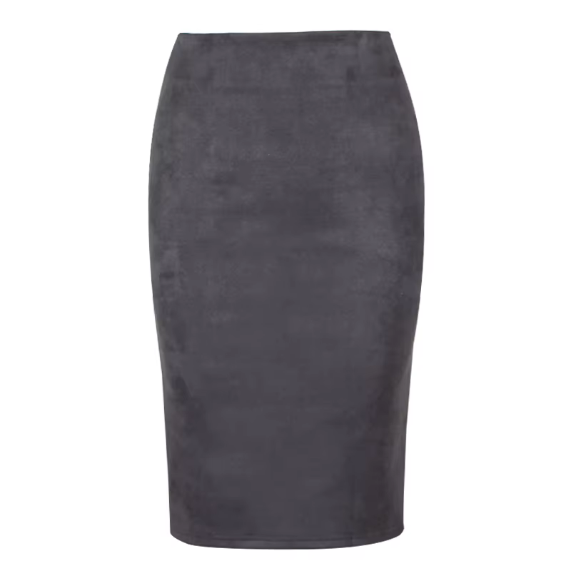 Jupe crayon en daim à taille haute pour femmes