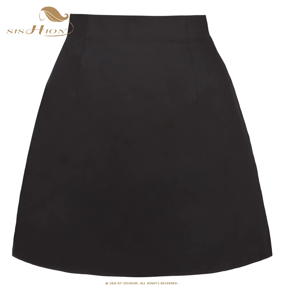 SISHION coton Sexy jupe noire SS0008 taille haute Vintage couleur unie Mini