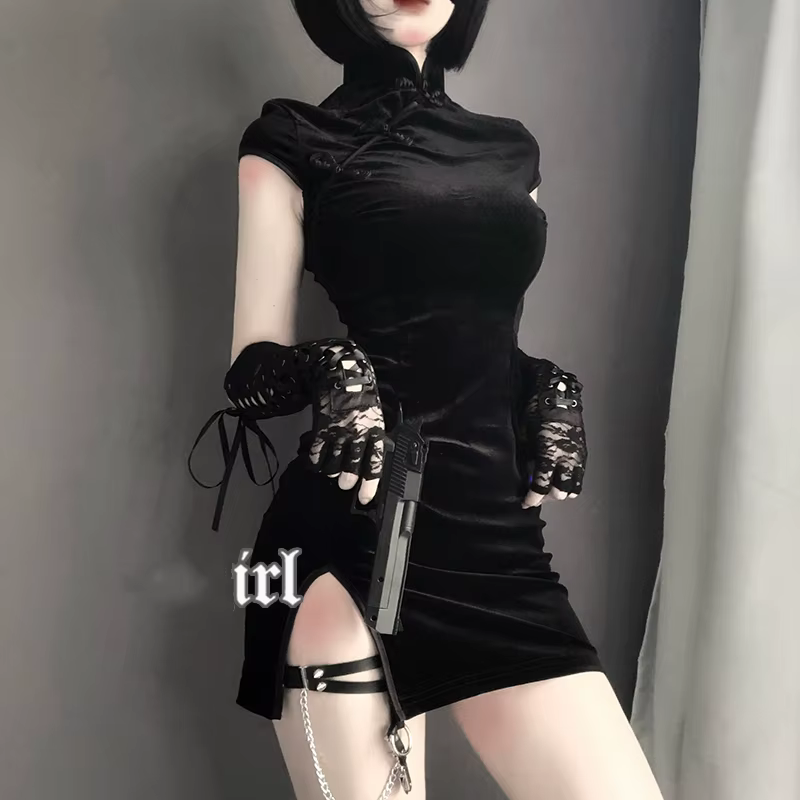 Diablo-Jupe Cheongsam chinoise sexy pour filles