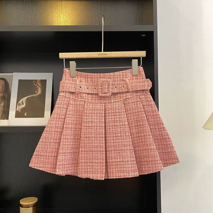 Mini jupe trapèze taille haute pour femmes