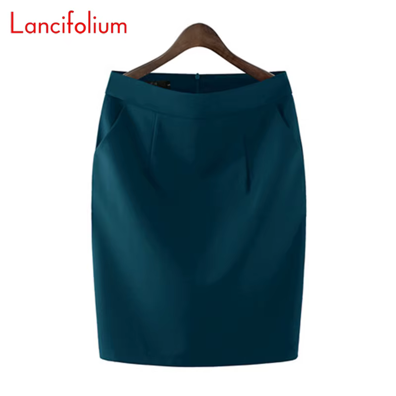 Genou longueur travail bureau taille haute jupe femmes été Vintage formel OL