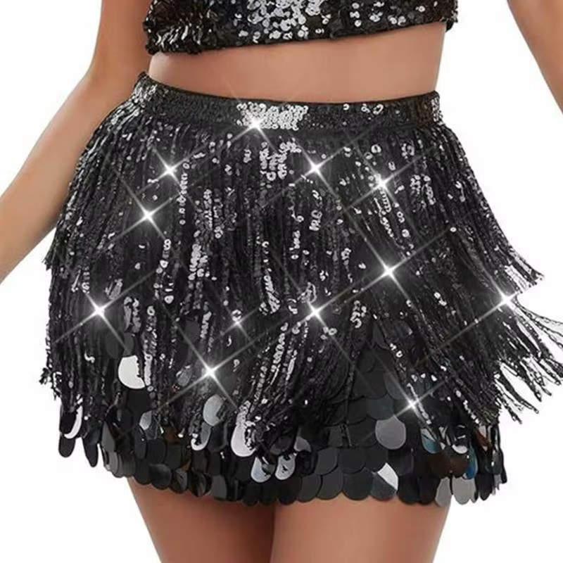 39BD – jupe portefeuille danse du ventre avec paillettes