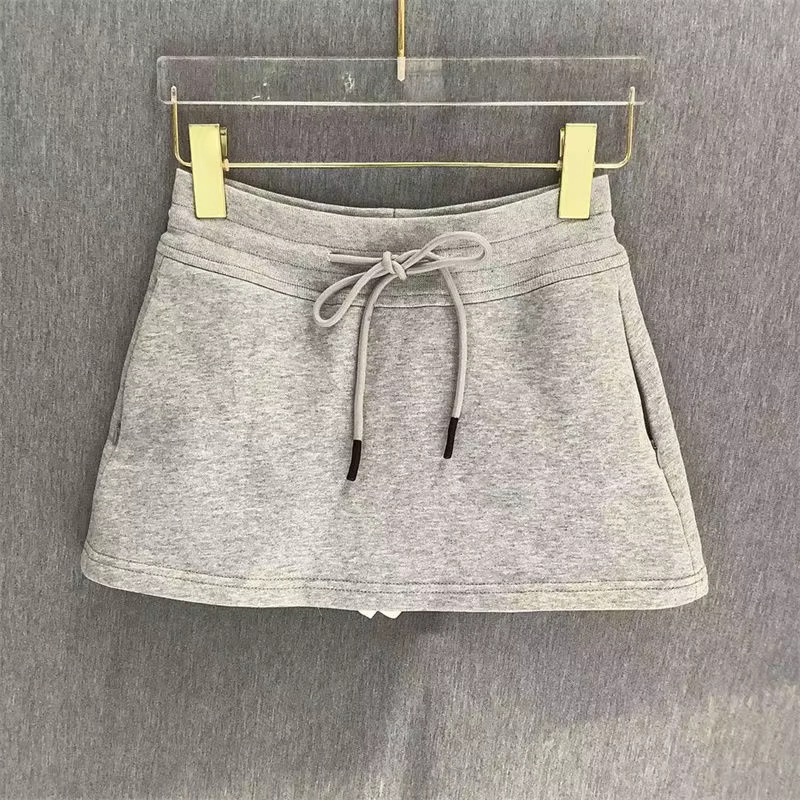 MEXZT Streetwear Mini jupe femmes mode coréenne noir cordon jupes été Preppy taille haute basique décontracté une ligne Faldas nouveau