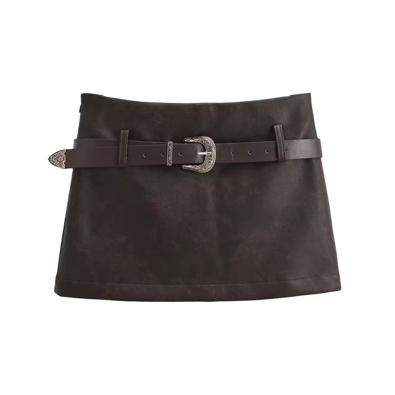 KEYANKETIAN nouveau lancement femmes Faux cuir jupe mode Sexy Grunge avec ceinture côté fermeture éclair solide gaine