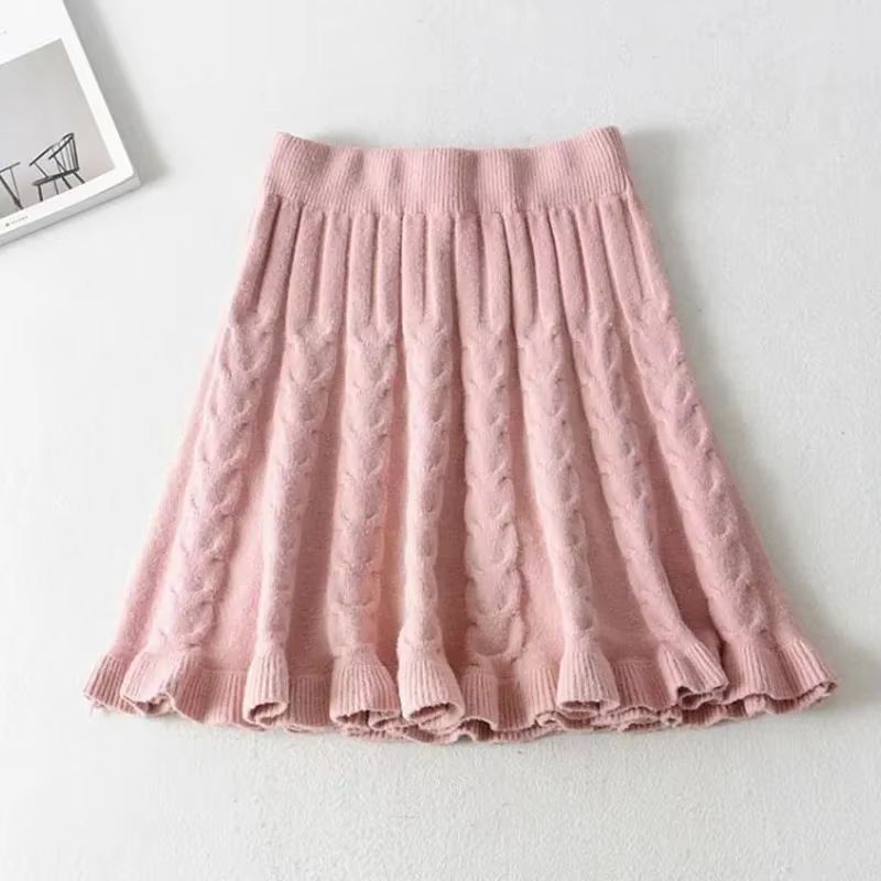 Lucyever-Jupe courte à volants rose pour femme