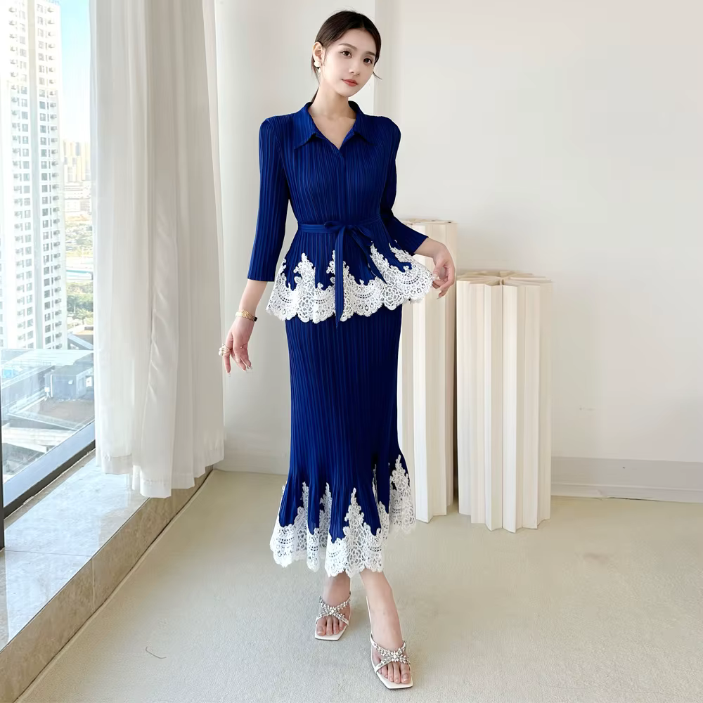 Robe longue sirène plissée verte à col chemise pour femmes élégantes et romantiques pour soirées et cérémonies importantes