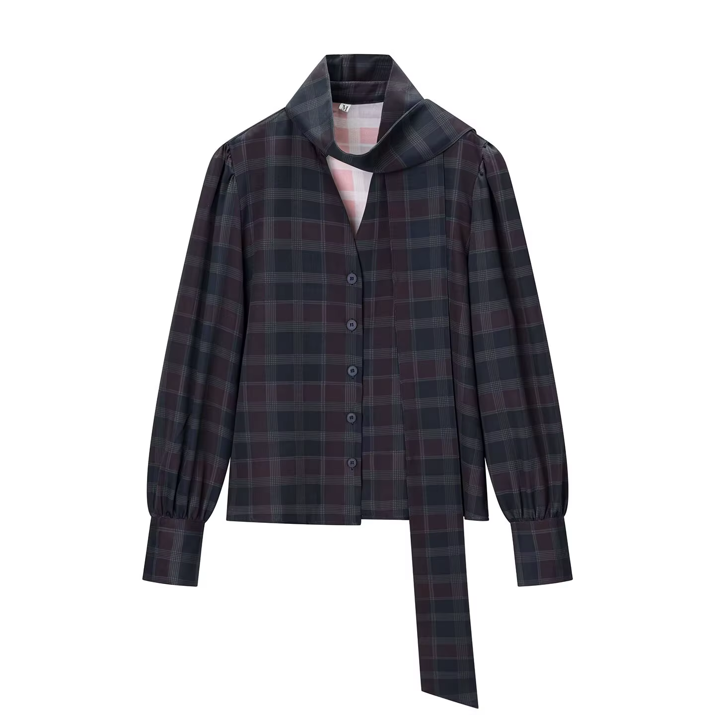 HH femme jupe costume mode Plaid manches longues simple boutonnage col en V chemise hauts + Chic taille haute fermeture