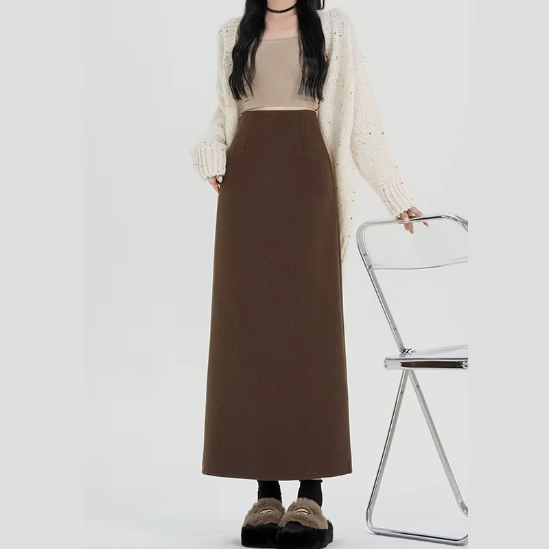 Jupe longue droite en forme de A pour femme
