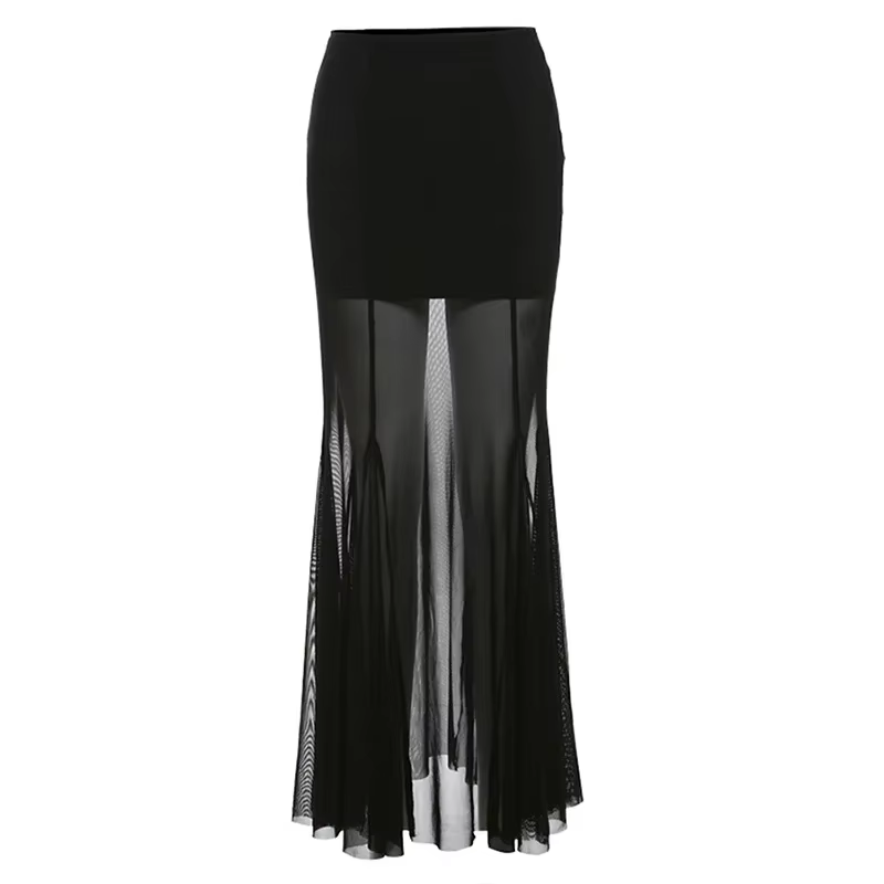 Jupes longues en maille noire pour femmes