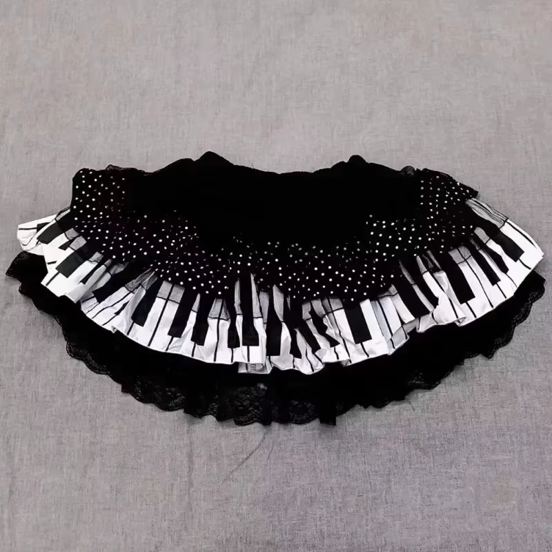 Y2k gothique Punk noir blanc jupe courte femmes poussin chaud foncé à pois à volants gâteau