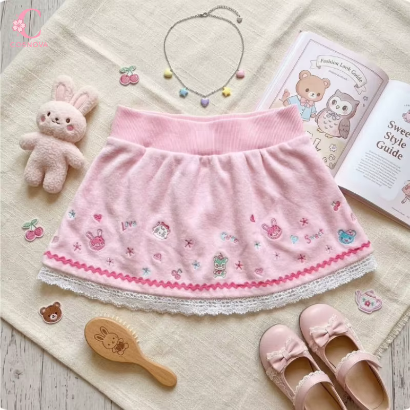 Jupe Courte Femme Japonaise 2026 Kawaii Y2K Broderie Dentelle Patchwork Style JK Sweet Lolita Grunge Faldas