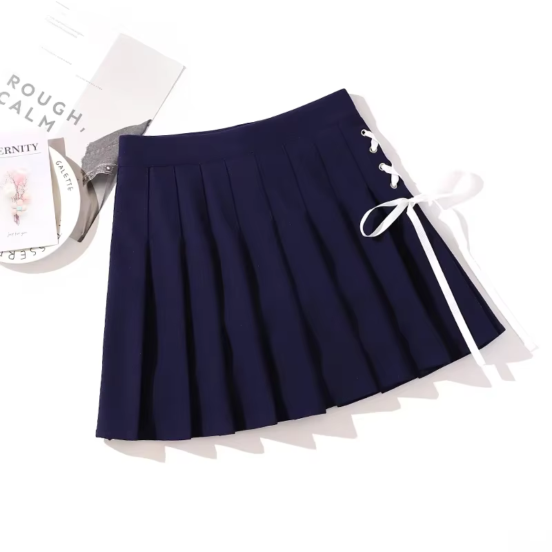 Mini jupes noires taille haute Punk plissée