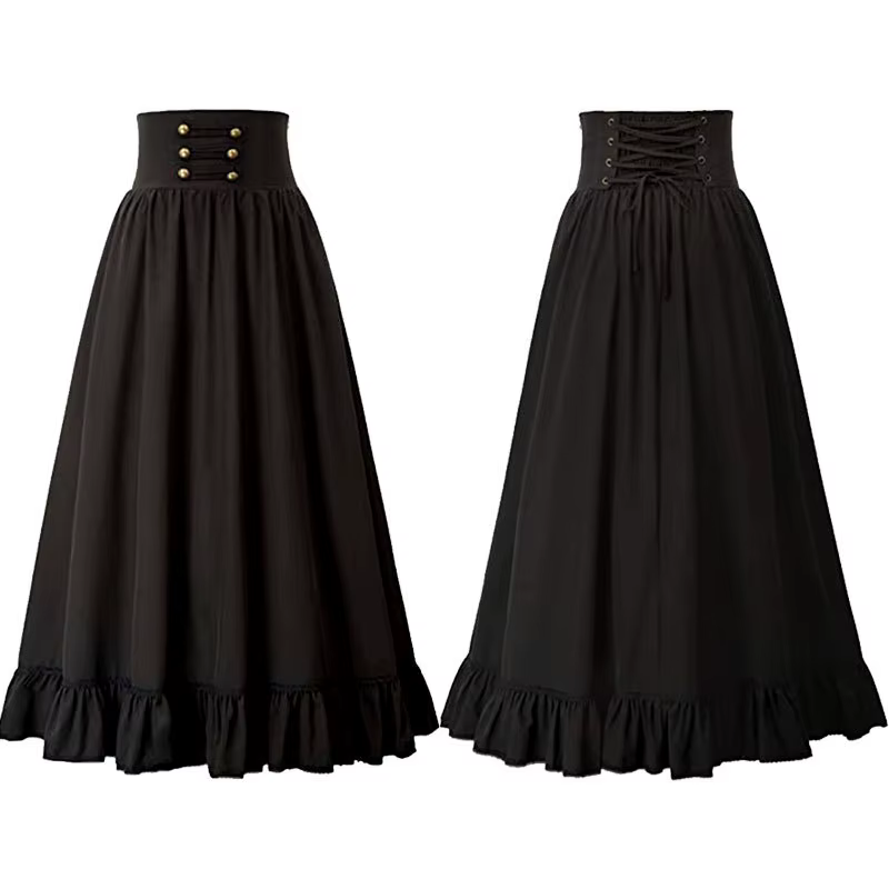 Jupe longue victorienne taille haute pour femme