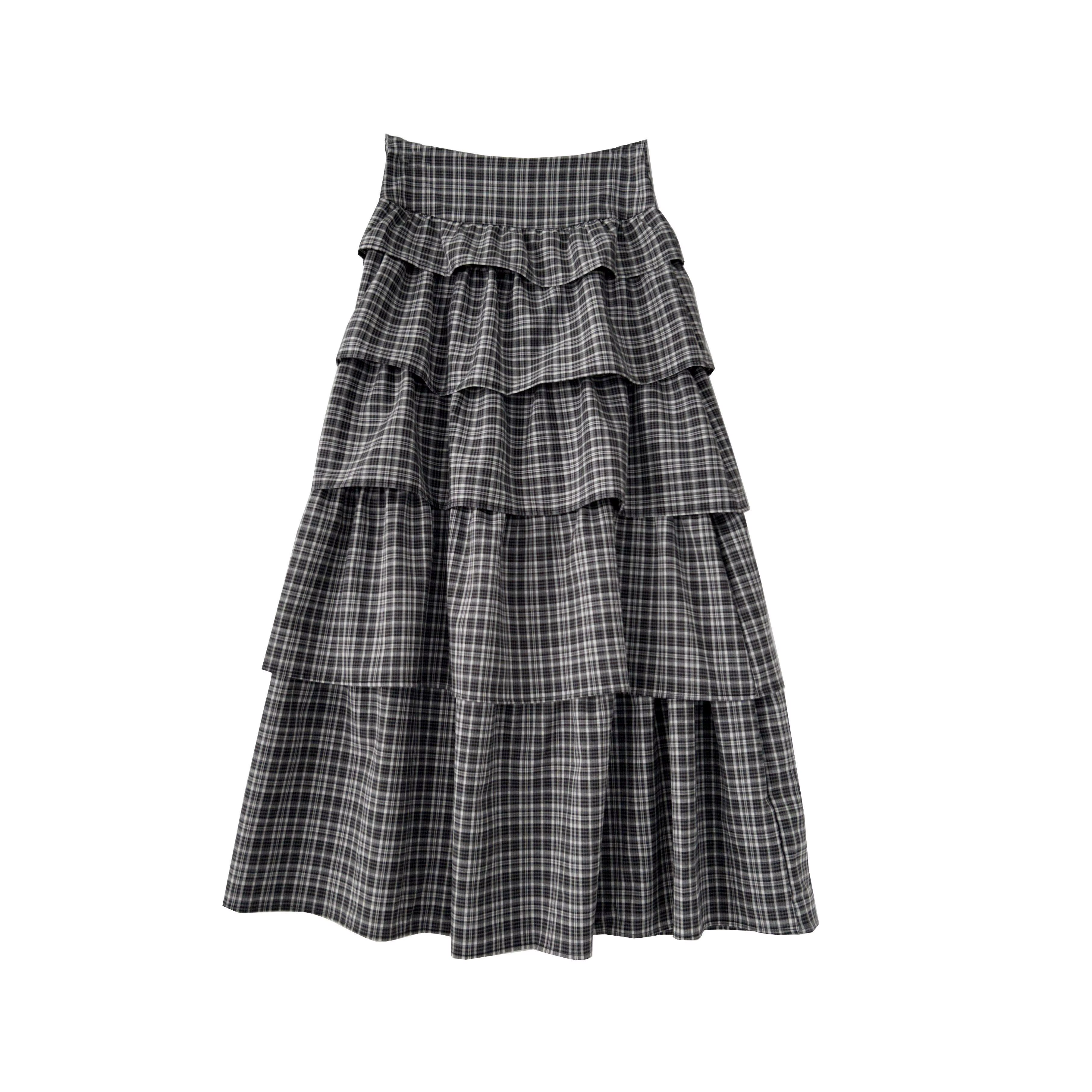 Jupe à carreaux noire pour femme