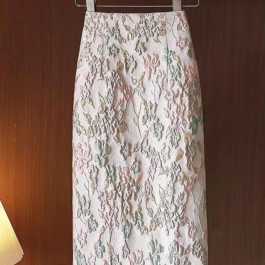 Jupes florales pour femmes coréen Jupe 2025 Faldas Mujer De Moda taille haute a-ligne mode Saia fendu moulante