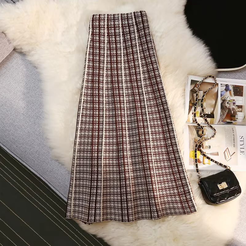 Jupe trapèze taille haute rétro pour femme