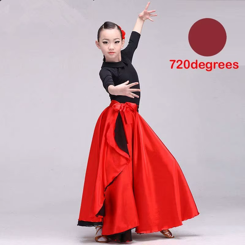 Flamenco espagnol châle jupe femmes adulte sevillana Performance danse noir grande taille femme filles Satin carnaval ballerine robe