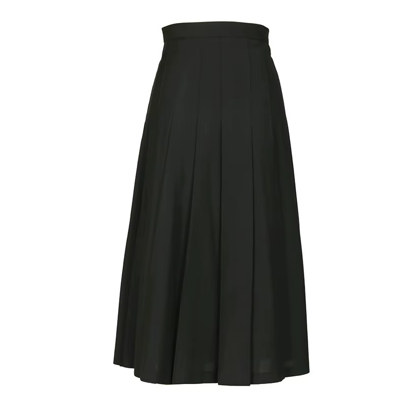 Jupe plissée de tailleur automnale pour femme, silhouette amincissante, tenue de travail, style preppy, sortie nocturne, polyester, viscose, laine, mi-mollet