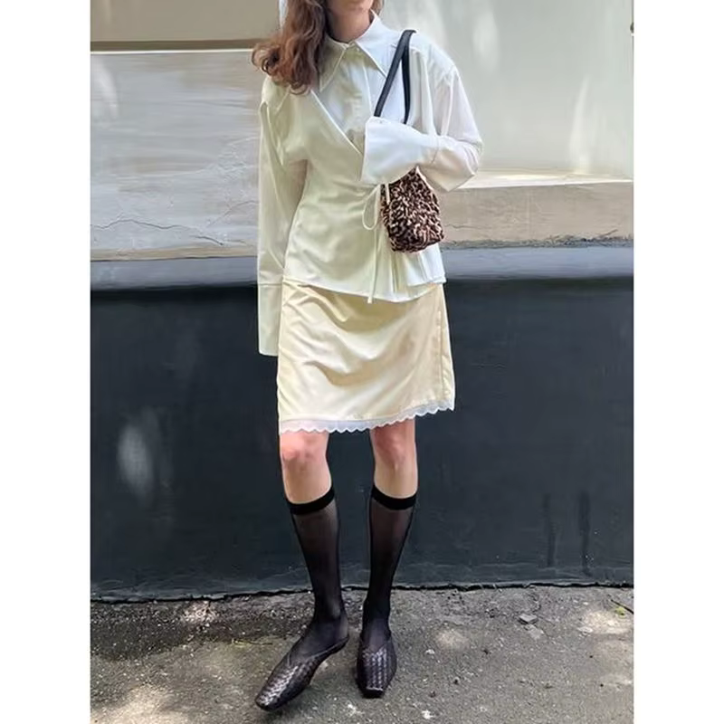Jupes droites mi-longues en Satin de soie pour femmes
