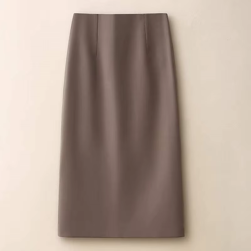Jupe droite élégante pour femmes en polyester taille haute mi-longue pour tenue de bureau décontractée et occasions spéciales