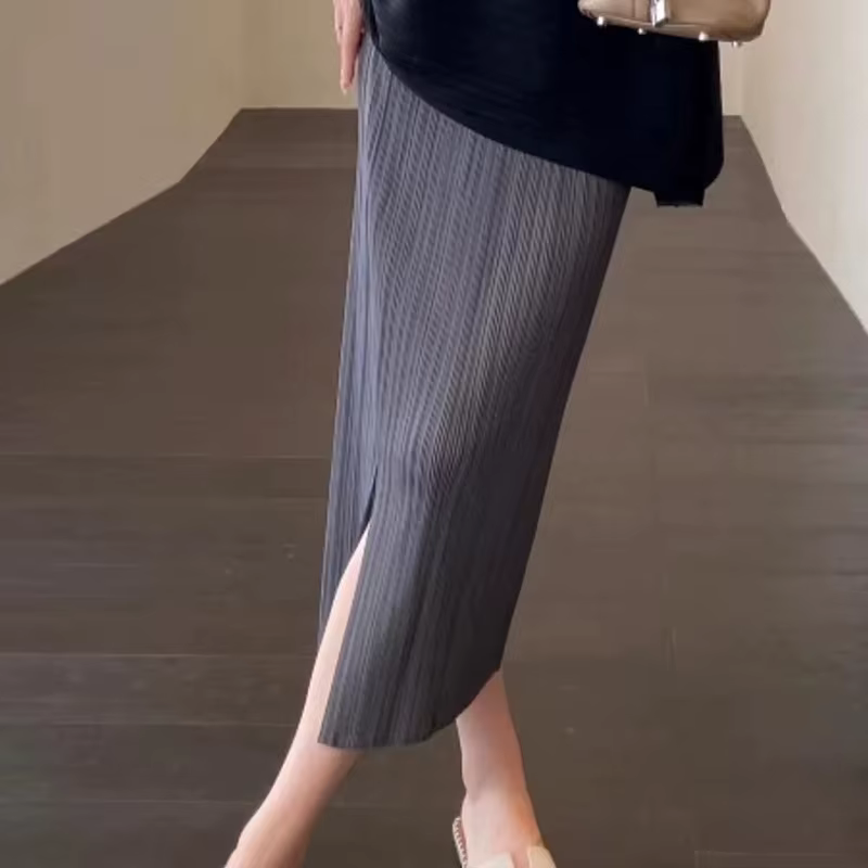 Haut plissé monochrome avec ourlet alertes onal, demi-jupe ronde, grande taille, vêtements d'été confortables, mode tempérament, nouveau, 2024